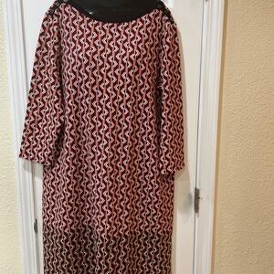 Elegant Red and Black Long Sleeve Dress